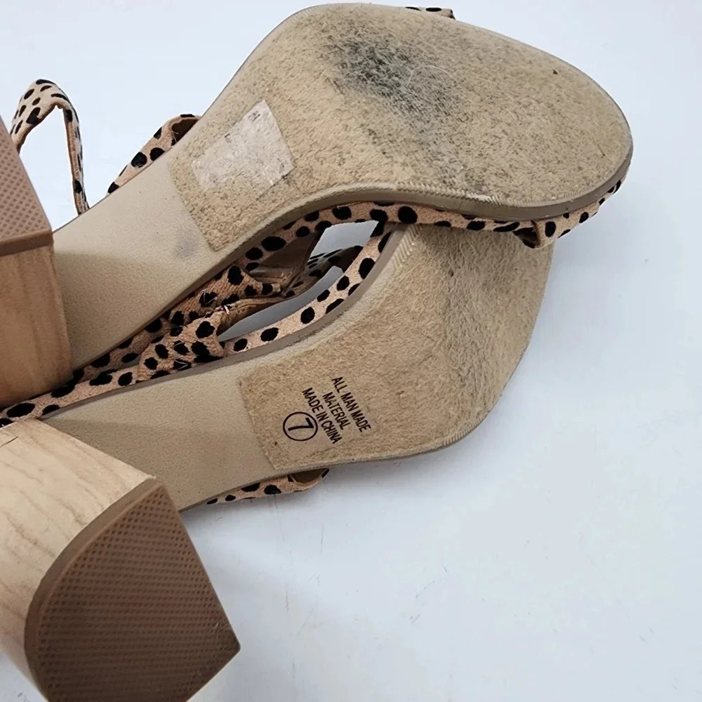 New D Women's Brooke Sandals Ankle Strap Beige Black Dot Heel Sz 7 - Picture 8 of 8